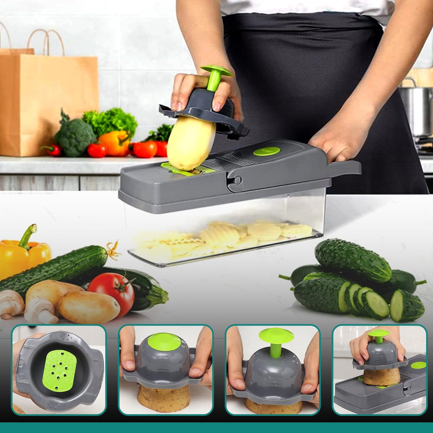 🥕 Découpeuse de Légumes 14 en 1 – Gagnez du temps, gagnez en plaisir !