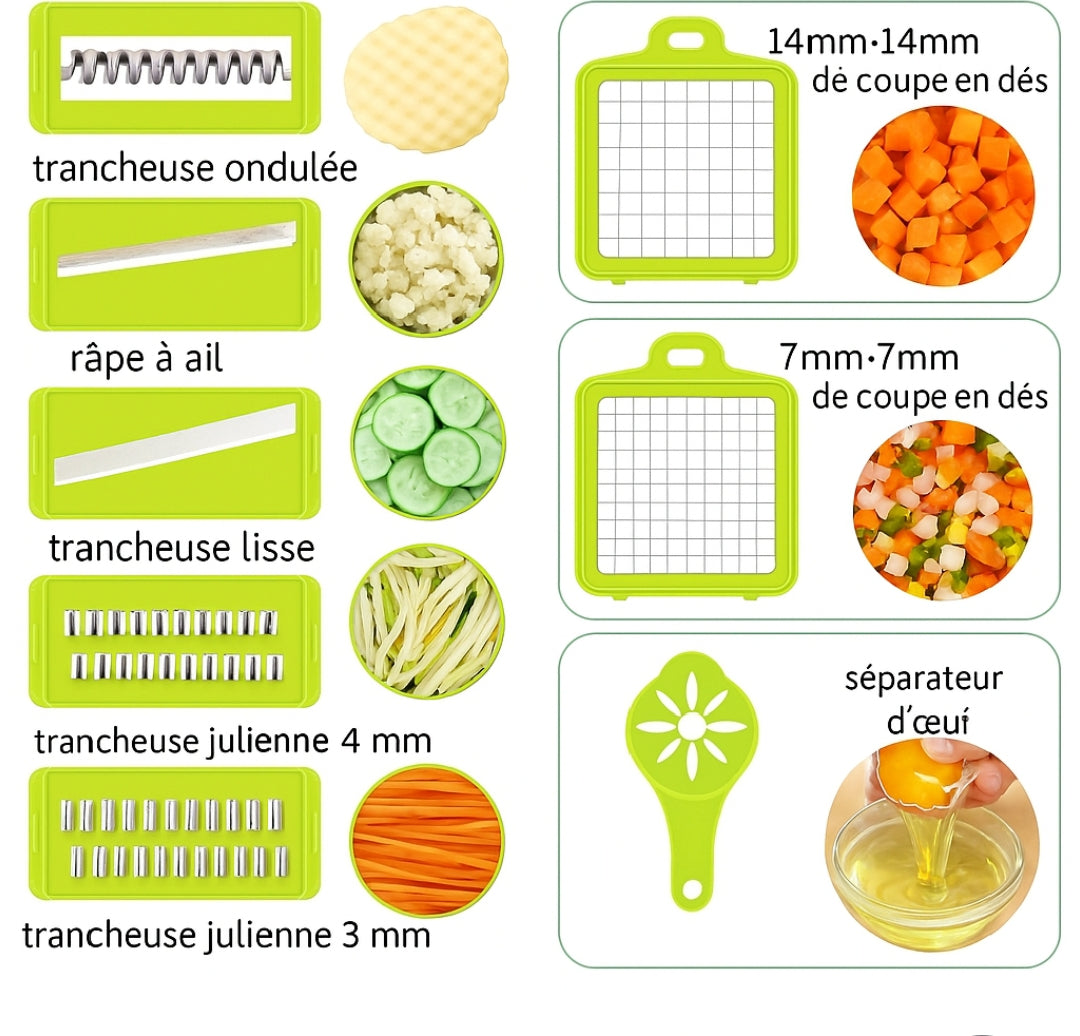 🥕 Découpeuse de Légumes 14 en 1 – Gagnez du temps, gagnez en plaisir !