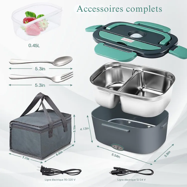 MINI LUNCHBOX ELECTRIQUE A DEUX COMPARTIMENTS (1,5 Litre au total)