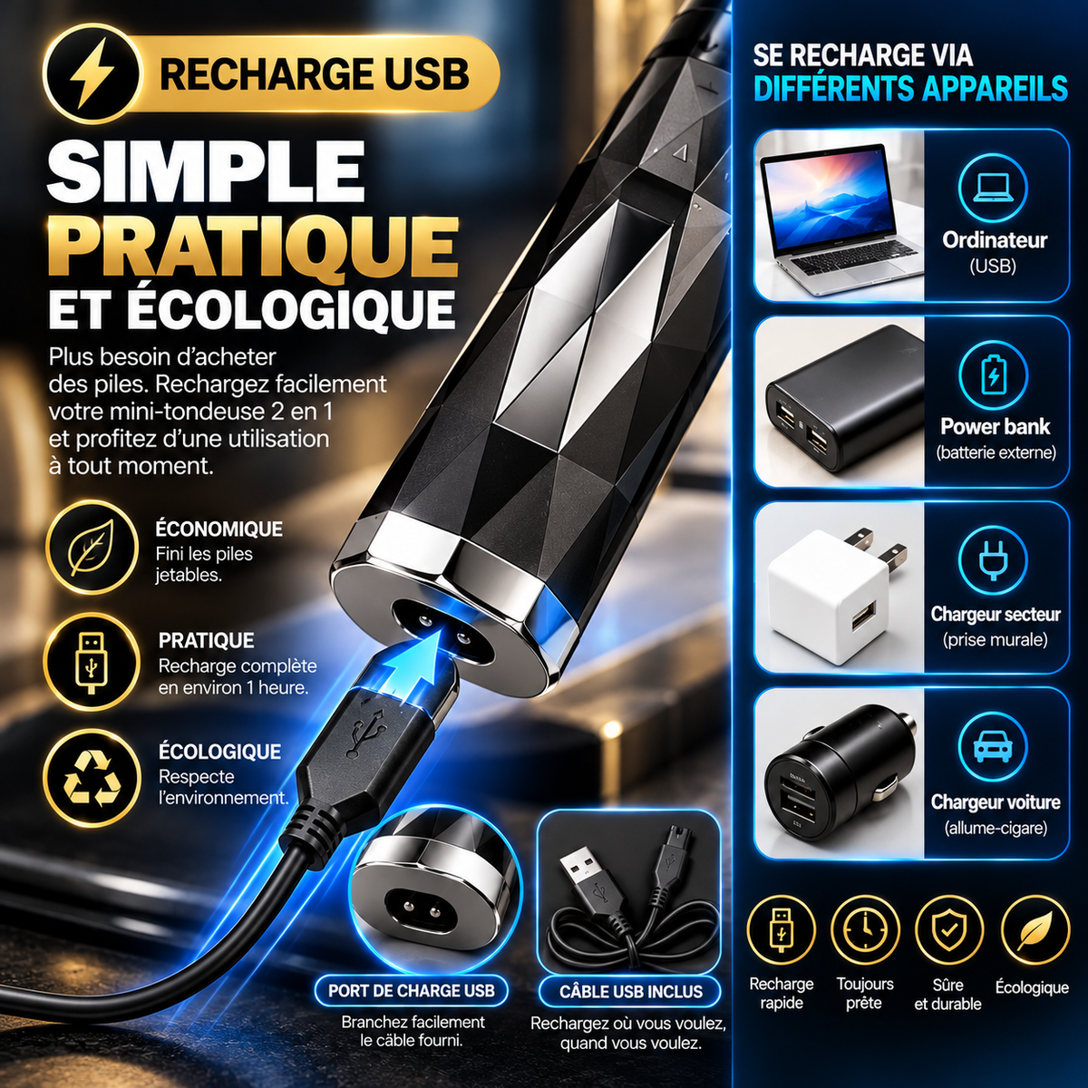 MINI TONDEUSE 2 EN 1