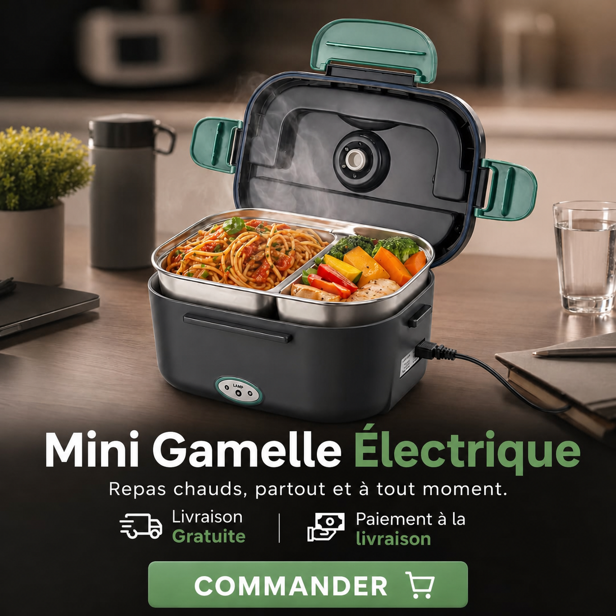 MINI GAMELLE ELECTRIQUE A DEUX COMPARTIMENTS (1,5 Litre au total)