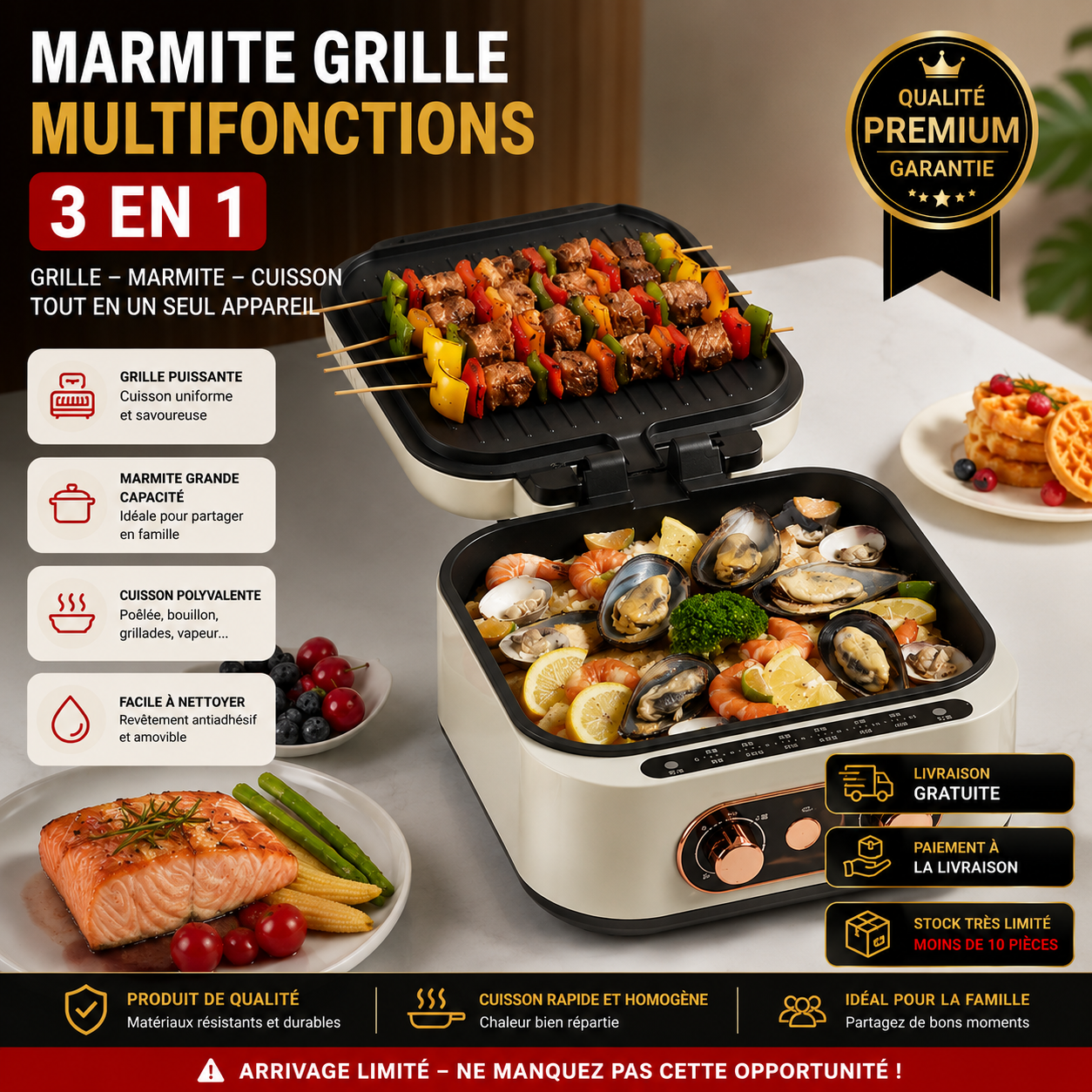 Marmite Grille électrique 3 en 1